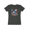 Eco-friendly dog graphic t-shirt women with patriotic dog illustration and floral design by Printify