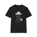 Printify black eco-friendly dog t-shirt with old school dog graphic and chain design