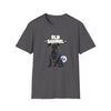 Printify eco-friendly dog t-shirt in gray with old school dog graphic and chain design