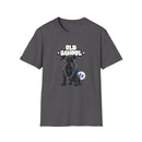 Printify eco-friendly dog t-shirt in gray with old school dog graphic and chain design