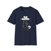 Navy Printify t-shirt featuring an old school dog graphic with chain design eco-friendly dog t-shirt