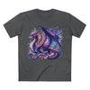 Printify eco-friendly dragon t-shirt with vibrant purple dragon design on dark gray fabric