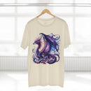 Printify eco-friendly dragon t-shirt with vibrant purple and blue dragon graphic on cream fabric