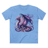 Printify light blue eco-friendly dragon t-shirt featuring a detailed purple and pink dragon design