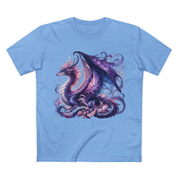 Printify light blue eco-friendly dragon t-shirt featuring a detailed purple and pink dragon design