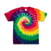 Printify colorful tie-dye eco-friendly embroidered shirt with Never Stop Dreaming text on front