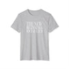 Gray Printify t-shirt with The New Beginnings Social Club text, eco-friendly fashion tee