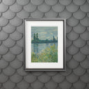 Framed eco-friendly fine art prints poster of a serene landscape with trees and water by Printify
