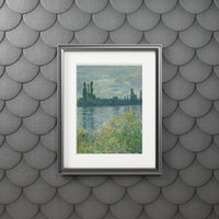 Framed eco-friendly fine art prints poster of a serene landscape with trees and water by Printify