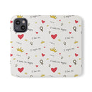 Printify eco-friendly flip phone cases with inspirational quotes hearts crowns and symbols design