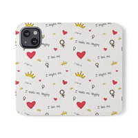 Printify eco-friendly flip phone cases with inspirational quotes hearts crowns and symbols design