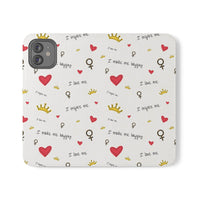 Printify eco-friendly flip phone cases with inspirational quotes hearts crowns and female symbols