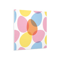 Printify home decor with colorful overlapping egg shapes on eco-friendly foam board
