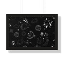 Printify eco-friendly framed poster with black space and planet illustrations