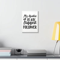 Printify eco-friendly framed poster with My Auntie is My Biggest Follower quote in a modern room