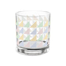 Printify eco-friendly geometric rocks glass with pastel triangle pattern on clear glassware