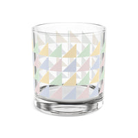 Printify eco-friendly geometric rocks glass with pastel triangle pattern on clear glassware