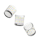 Printify eco-friendly geometric rocks glass with colorful triangle pattern set of three clear drinking glasses
