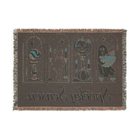 Printify eco-friendly Halloween blanket with spooky ghost, pumpkin, black cat, and magical symbols design