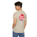 Printify eco-friendly Halloween shirt with spooky season ghost and bats design on beige fabric