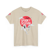 Printify eco-friendly Halloween shirt with spooky ghost design and red moon graphic
