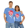 Printify eco-friendly Halloween shirt featuring spooky ghost design and red moon on blue T-shirts