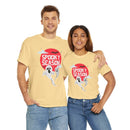 Printify eco-friendly Halloween shirt for men and women with spooky ghost design and red moon