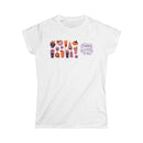 White eco-friendly Halloween t-shirt for women with colorful spooky drink illustrations and Happy Halloween Y'all text