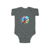 Printify eco-friendly infant bodysuit in gray with patriotic turtle graphic on front