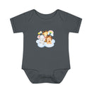 Printify gray baby onesie featuring cute elephant giraffe and lion design eco-friendly infant clothing