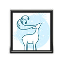 Framed art print featuring a stylized deer design with a blue background for eco-friendly jewelry box decor