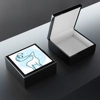 Stylish eco-friendly jewelry box with a decorative reindeer design on the lid