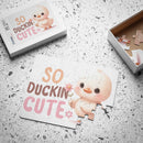 Printify eco-friendly kids puzzle featuring a cute duckling with text So Duckin Cute in pastel colors