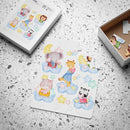 Printify eco-friendly kids puzzle featuring cute animal characters on clouds with stars and moon