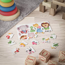 Printify eco-friendly kids puzzle featuring colorful animal characters on a wooden floor with toys