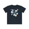 Printify eco-friendly kids t-shirt in black with colorful bubble design on front