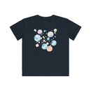 Printify eco-friendly kids t-shirt in black with colorful bubble design on front