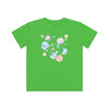 Printify green eco-friendly kids t-shirt with colorful bubble design on the back