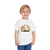 Printify eco-friendly kids t-shirt with cute animal design worn by smiling young boy