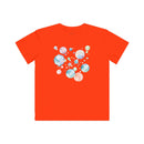 Printify bright orange eco-friendly kids t-shirt with colorful bubble design on the back