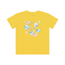 Yellow eco-friendly kids t-shirt by Printify with colorful bubble design on the back