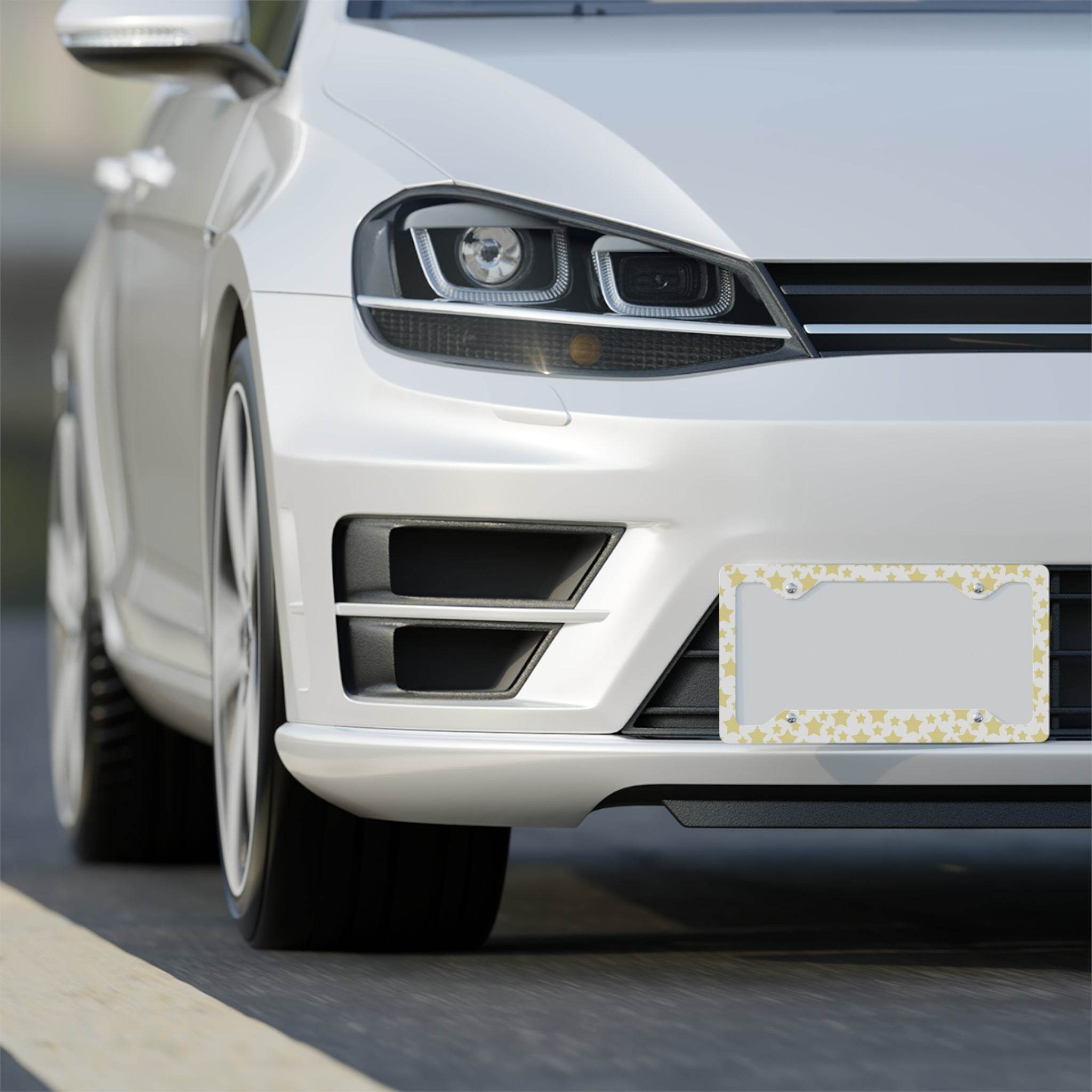 Golden Stars Metal License Plate Frame