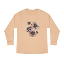 Printify eco-friendly long sleeve shirt in beige with abstract floral design on front
