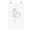 Minimalist line art poster of a woman with a flower printed on eco-friendly matte posters by Printify