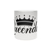 Printify eco-friendly metallic mug with black crown and queendom design