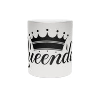 Printify eco-friendly metallic mug with black crown and queendom design