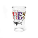Printify eco-friendly mixing glass with colorful Halloween themed lettering and web design