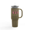 Printify eco-friendly mom travel mug with handle and clear lid featuring stylish mom design