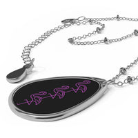 Printify eco-friendly neon necklace with silver chain and black pendant featuring purple neon design