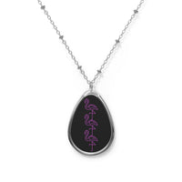 Printify jewelry eco-friendly neon necklace with teardrop pendant featuring pink flamingo design